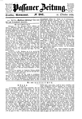 Passauer Zeitung Samstag 11. Oktober 1856