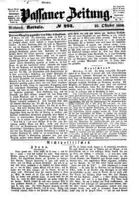 Passauer Zeitung Mittwoch 22. Oktober 1856