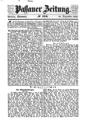 Passauer Zeitung Montag 29. Dezember 1856