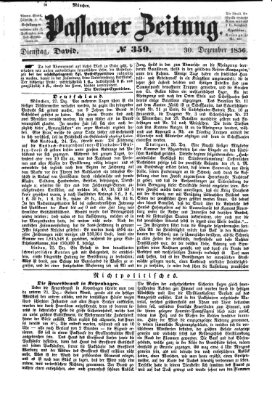 Passauer Zeitung Dienstag 30. Dezember 1856