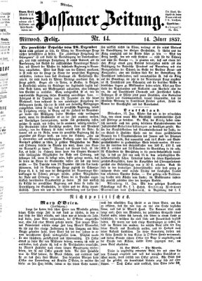 Passauer Zeitung Mittwoch 14. Januar 1857