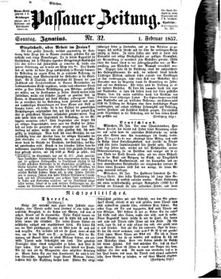 Passauer Zeitung Sonntag 1. Februar 1857