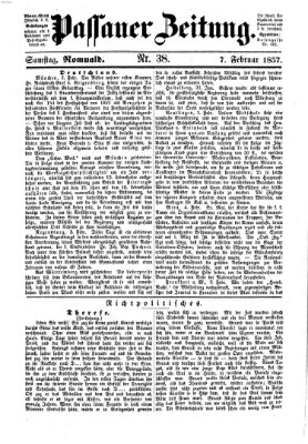 Passauer Zeitung Samstag 7. Februar 1857