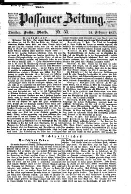 Passauer Zeitung Dienstag 24. Februar 1857