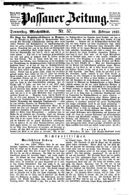 Passauer Zeitung Donnerstag 26. Februar 1857