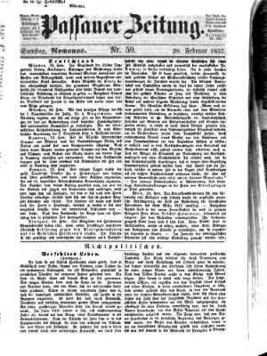 Passauer Zeitung Samstag 28. Februar 1857