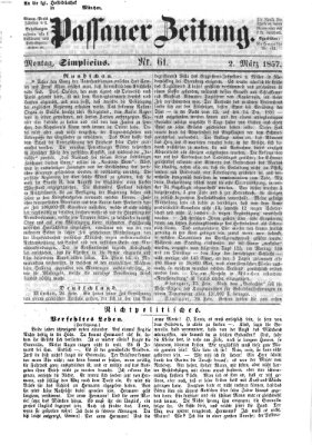 Passauer Zeitung Montag 2. März 1857