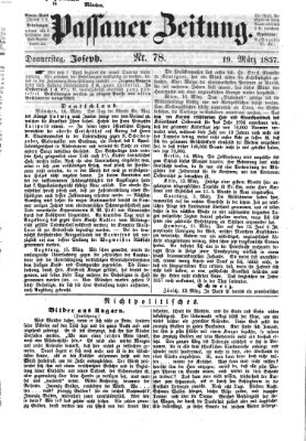 Passauer Zeitung Donnerstag 19. März 1857