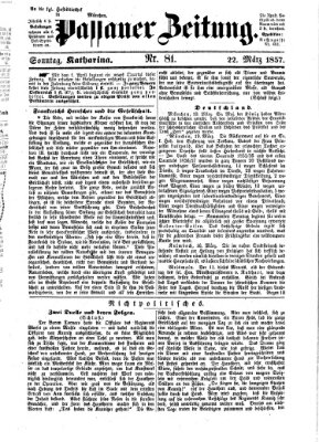 Passauer Zeitung Sonntag 22. März 1857