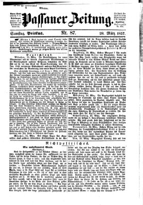 Passauer Zeitung Samstag 28. März 1857