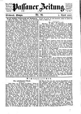 Passauer Zeitung Mittwoch 1. April 1857