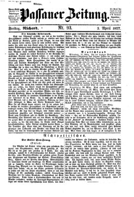 Passauer Zeitung Freitag 3. April 1857