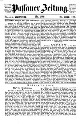 Passauer Zeitung Montag 20. April 1857