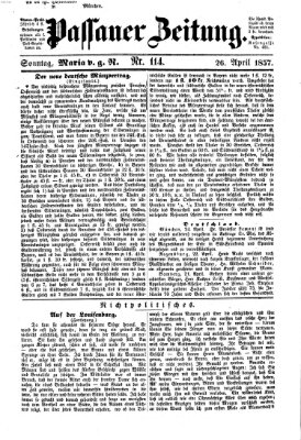 Passauer Zeitung Sonntag 26. April 1857