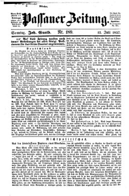 Passauer Zeitung Sonntag 12. Juli 1857