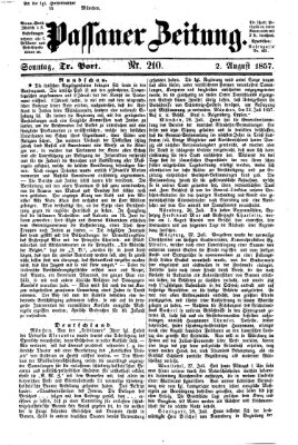 Passauer Zeitung Sonntag 2. August 1857