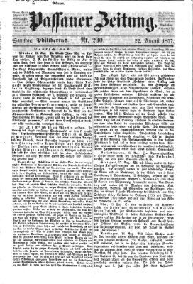 Passauer Zeitung Samstag 22. August 1857