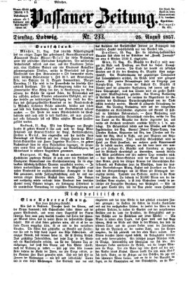 Passauer Zeitung Dienstag 25. August 1857