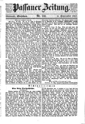 Passauer Zeitung Mittwoch 2. September 1857