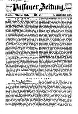 Passauer Zeitung Dienstag 8. September 1857