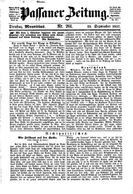 Passauer Zeitung Dienstag 22. September 1857