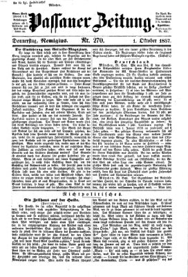 Passauer Zeitung Donnerstag 1. Oktober 1857