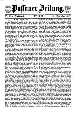 Passauer Zeitung Dienstag 10. November 1857