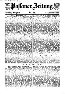 Passauer Zeitung Dienstag 1. Dezember 1857