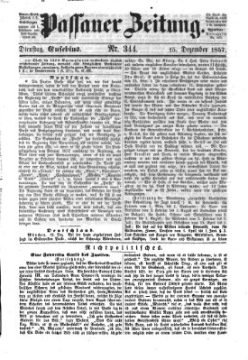 Passauer Zeitung Dienstag 15. Dezember 1857