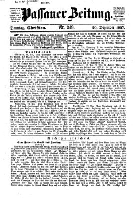 Passauer Zeitung Sonntag 20. Dezember 1857