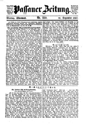 Passauer Zeitung Montag 21. Dezember 1857