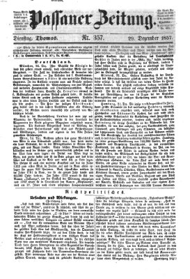 Passauer Zeitung Dienstag 29. Dezember 1857