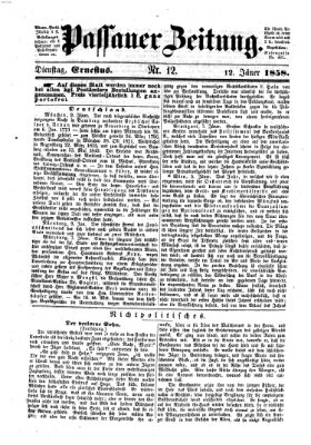 Passauer Zeitung Dienstag 12. Januar 1858