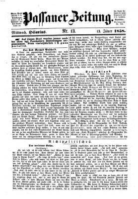 Passauer Zeitung Mittwoch 13. Januar 1858