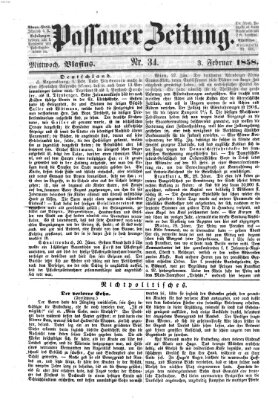 Passauer Zeitung Mittwoch 3. Februar 1858