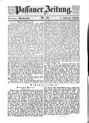 Passauer Zeitung Sonntag 7. Februar 1858