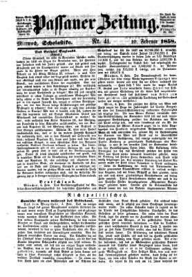 Passauer Zeitung Mittwoch 10. Februar 1858