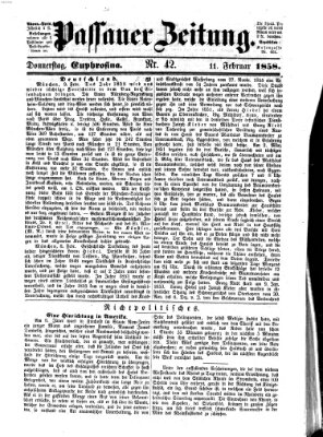 Passauer Zeitung Donnerstag 11. Februar 1858