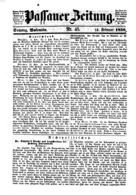 Passauer Zeitung Sonntag 14. Februar 1858