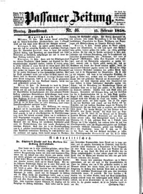 Passauer Zeitung Montag 15. Februar 1858