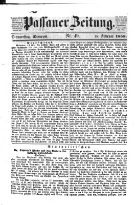 Passauer Zeitung Donnerstag 18. Februar 1858