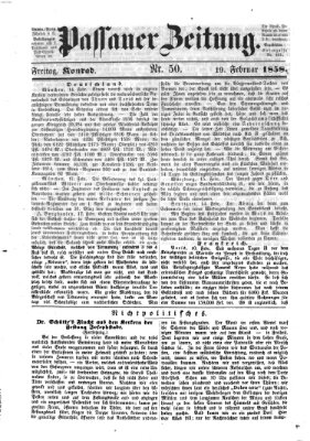 Passauer Zeitung Freitag 19. Februar 1858