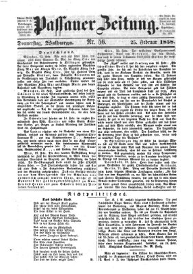 Passauer Zeitung Donnerstag 25. Februar 1858