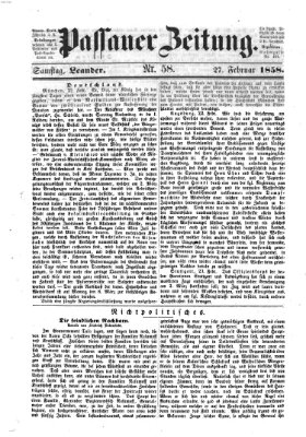 Passauer Zeitung Samstag 27. Februar 1858