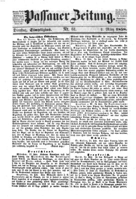 Passauer Zeitung Dienstag 2. März 1858
