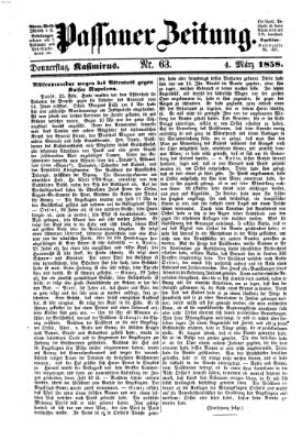 Passauer Zeitung Donnerstag 4. März 1858