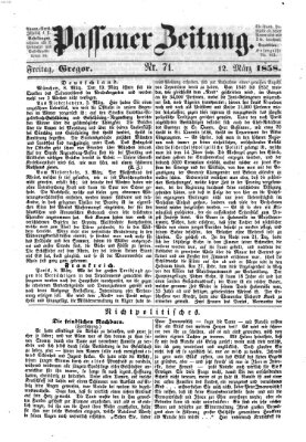 Passauer Zeitung Freitag 12. März 1858