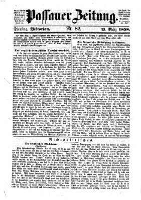 Passauer Zeitung Dienstag 23. März 1858