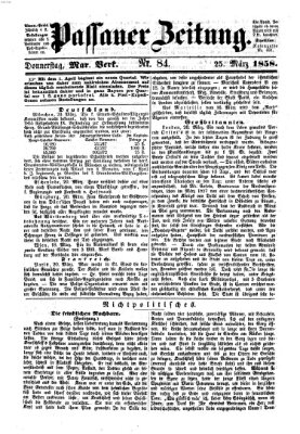 Passauer Zeitung Donnerstag 25. März 1858