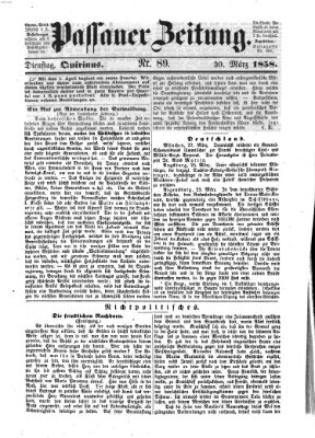 Passauer Zeitung Dienstag 30. März 1858